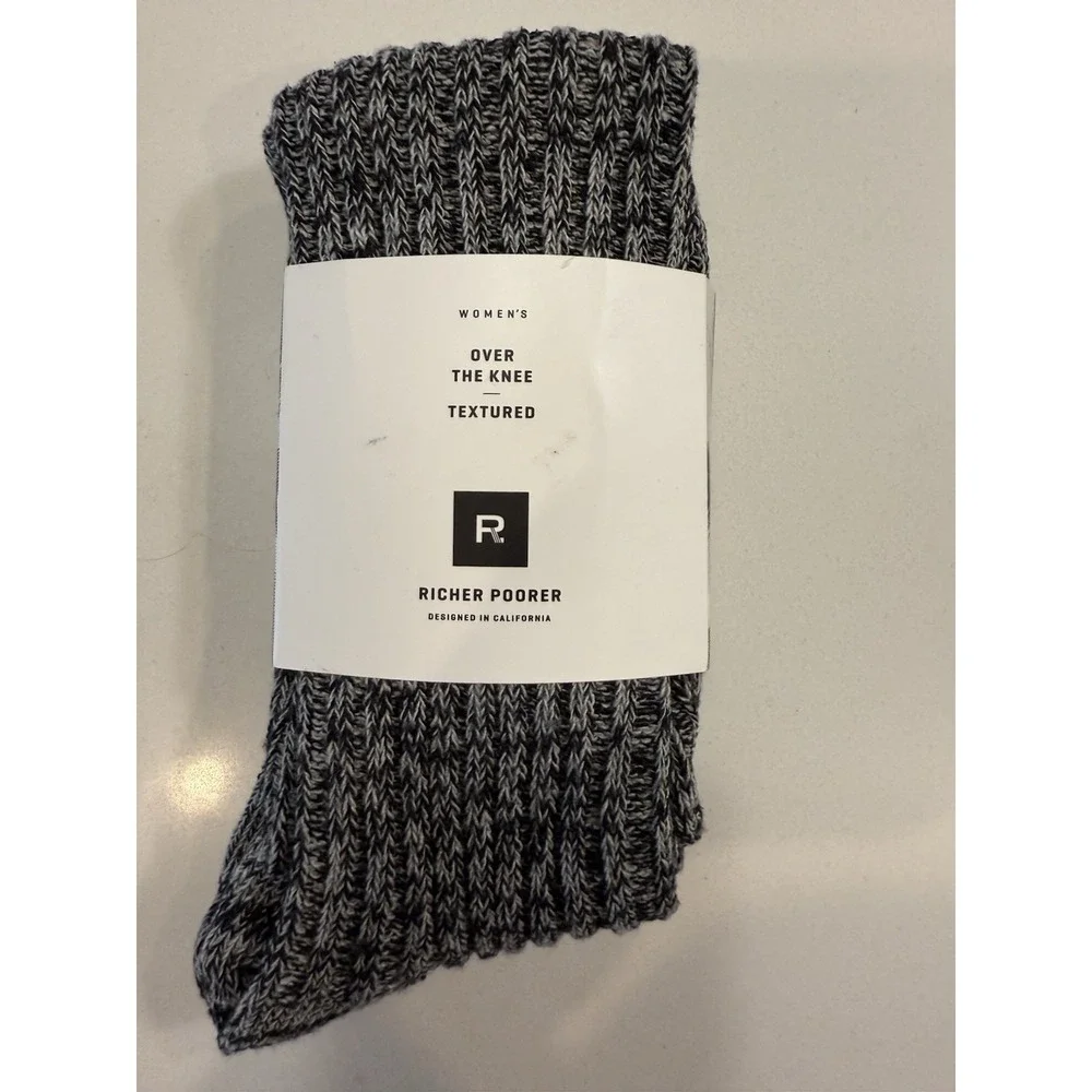 Richer Poorer Over The Knee Textured Socks 5-10 Polyester Blend Heather Gray NEW